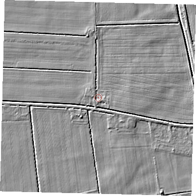 Shaded relief map of the ground around PE113TF, computed from Environment Agency LiDAR. The ground here sits at about 3 m above sea level and falls 4 m across the surrounding 800 m. Surface water reaching this point runs off ground lying to the south-east, 1.1 m higher.