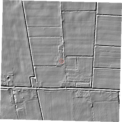 Shaded relief map of the ground around PE113TG, computed from Environment Agency LiDAR. The ground here sits at about 3 m above sea level and falls 4 m across the surrounding 800 m. Surface water reaching this point runs off ground lying to the north, 0.9 m higher.