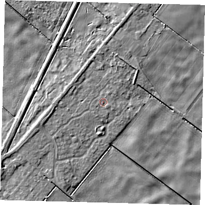 Shaded relief map of the ground around PE113TL, computed from Environment Agency LiDAR. The ground here sits at about 2 m above sea level and falls 4 m across the surrounding 800 m. Surface water reaching this point runs off ground lying to the north-north-east, 2.0 m higher.