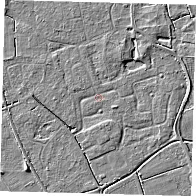 Shaded relief map of the ground around PE113TP, computed from Environment Agency LiDAR. The ground here sits at about 3 m above sea level and falls 5 m across the surrounding 800 m. Surface water reaching this point runs off ground lying to the south-south-east, 3.1 m higher.