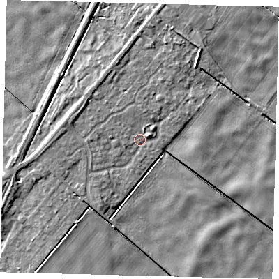 Shaded relief map of the ground around PE113TQ, computed from Environment Agency LiDAR. The ground here sits at about 2 m above sea level and falls 4 m across the surrounding 800 m. Surface water reaching this point runs off ground lying to the west, 1.9 m higher.