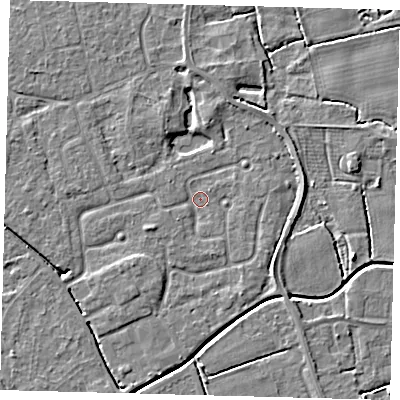 Shaded relief map of the ground around PE113TR, computed from Environment Agency LiDAR. The ground here sits at about 3 m above sea level and falls 4 m across the surrounding 800 m. Surface water reaching this point runs off ground lying to the south-west, 3.0 m higher.