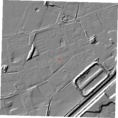 Shaded relief map of the ground around PE113TY, computed from Environment Agency LiDAR. The ground here sits at about 3 m above sea level and falls 10 m across the surrounding 800 m. Surface water reaching this point runs off ground lying to the south-east, 5.2 m higher.