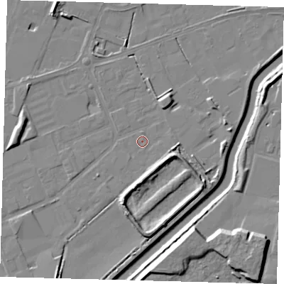 Shaded relief map of the ground around PE113TZ, computed from Environment Agency LiDAR. The ground here sits at about 3 m above sea level and falls 11 m across the surrounding 800 m. Surface water reaching this point runs off ground lying to the east-south-east, 5.2 m higher.