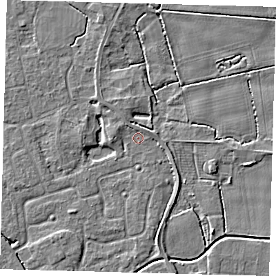Shaded relief map of the ground around PE113UD, computed from Environment Agency LiDAR. The ground here sits at about 4 m above sea level and falls 4 m across the surrounding 800 m. Surface water reaching this point runs off ground lying to the north-west, 1.0 m higher.