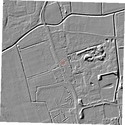 Shaded relief map of the ground around PE113UE, computed from Environment Agency LiDAR. The ground here sits at about 3 m above sea level and falls 7 m across the surrounding 800 m. Surface water reaching this point runs off ground lying to the east, 5.9 m higher.