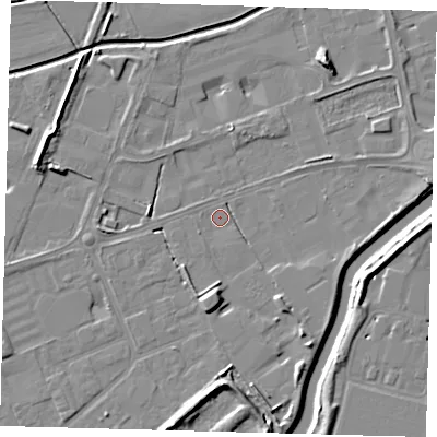 Shaded relief map of the ground around PE113UG, computed from Environment Agency LiDAR. The ground here sits at about 3 m above sea level and falls 7 m across the surrounding 800 m. Surface water reaching this point runs off ground lying to the south, 4.4 m higher.