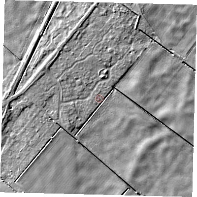 Shaded relief map of the ground around PE113UJ, computed from Environment Agency LiDAR. The ground here sits at about 2 m above sea level and falls 4 m across the surrounding 800 m. Surface water reaching this point runs off ground lying to the west, 3.4 m higher.