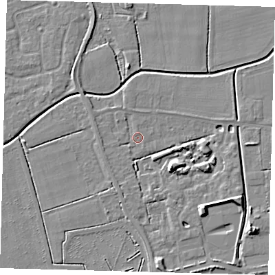 Shaded relief map of the ground around PE113UQ, computed from Environment Agency LiDAR. The ground here sits at about 3 m above sea level and falls 7 m across the surrounding 800 m. Surface water reaching this point runs off ground lying to the south-east, 5.9 m higher.