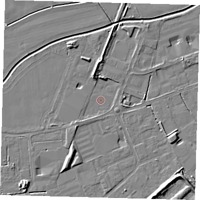 Shaded relief map of the ground around PE113UU, computed from Environment Agency LiDAR. The ground here sits at about 3 m above sea level and falls 6 m across the surrounding 800 m. Surface water reaching this point runs off ground lying to the south-east, 5.9 m higher.