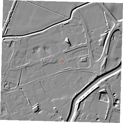 Shaded relief map of the ground around PE113UY, computed from Environment Agency LiDAR. The ground here sits at about 3 m above sea level and falls 8 m across the surrounding 800 m. Surface water reaching this point runs off ground lying to the south-south-west, 4.4 m higher.