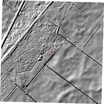 Shaded relief map of the ground around PE113UZ, computed from Environment Agency LiDAR. The ground here sits at about 2 m above sea level and falls 4 m across the surrounding 800 m. Surface water reaching this point runs off ground lying to the north-east, 1.2 m higher.