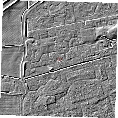 Shaded relief map of the ground around PE113WA, computed from Environment Agency LiDAR. The ground here sits at about 3 m above sea level and falls 5 m across the surrounding 800 m. Surface water reaching this point runs off ground lying to the south-south-west, 0.5 m higher.