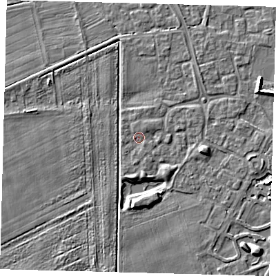 Shaded relief map of the ground around PE113WF, computed from Environment Agency LiDAR. The ground here sits at about 3 m above sea level and falls 6 m across the surrounding 800 m. Surface water reaching this point runs off ground lying to the north-north-east, 0.9 m higher.