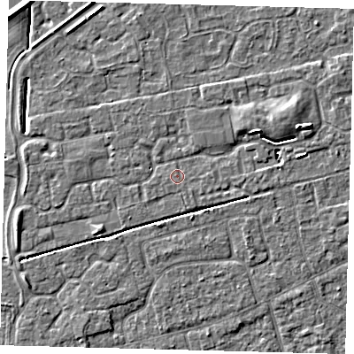 Shaded relief map of the ground around PE113WZ, computed from Environment Agency LiDAR. The ground here sits at about 3 m above sea level and falls 6 m across the surrounding 800 m. Surface water reaching this point runs off ground lying to the south-east, 0.6 m higher.