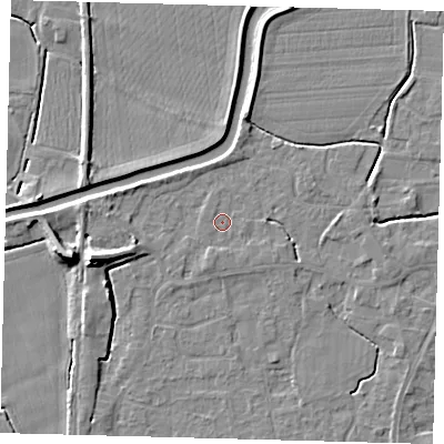 Shaded relief map of the ground around PE113XE, computed from Environment Agency LiDAR. The ground here sits at about 4 m above sea level and falls 9 m across the surrounding 800 m. Surface water reaching this point runs off ground lying to the south-south-west, 0.9 m higher.