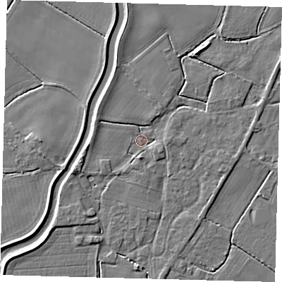 Shaded relief map of the ground around PE113XR, computed from Environment Agency LiDAR. The ground here sits at about 3 m above sea level and falls 4 m across the surrounding 800 m. Surface water reaching this point runs off ground lying to the west-south-west, 3.1 m higher.