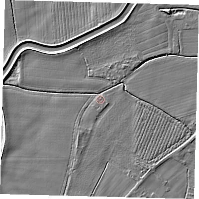 Shaded relief map of the ground around PE113XT, computed from Environment Agency LiDAR. The ground here sits at about 4 m above sea level and falls 5 m across the surrounding 800 m. Surface water reaching this point runs off ground lying to the west-north-west, 3.0 m higher.