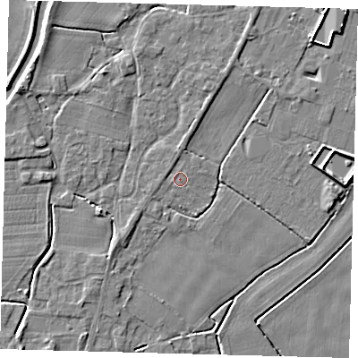 Shaded relief map of the ground around PE113XZ, computed from Environment Agency LiDAR. The ground here sits at about 3 m above sea level and falls 4 m across the surrounding 800 m. Surface water reaching this point runs off ground lying to the west, 0.6 m higher.