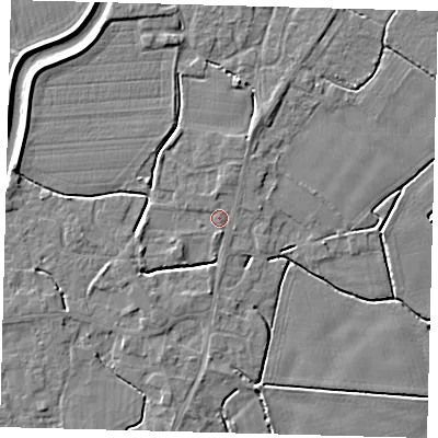 Shaded relief map of the ground around PE113YA, computed from Environment Agency LiDAR. The ground here sits at about 4 m above sea level and falls 4 m across the surrounding 800 m. Surface water reaching this point runs off ground lying to the north-north-east, 0.9 m higher.