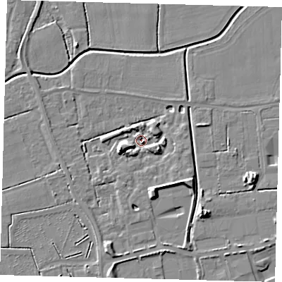 Shaded relief map of the ground around PE113YJ, computed from Environment Agency LiDAR. The ground here sits at about 2 m above sea level and falls 7 m across the surrounding 800 m. Surface water reaching this point runs off ground lying to the west-south-west, 5.4 m higher.