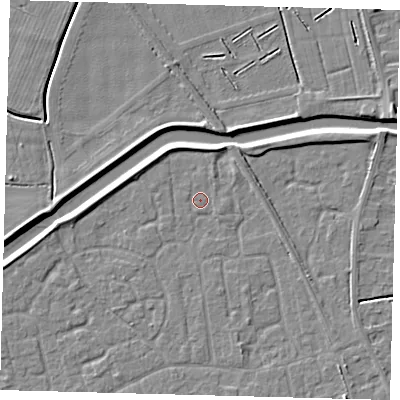 Shaded relief map of the ground around PE113YL, computed from Environment Agency LiDAR. The ground here sits at about 3 m above sea level and falls 5 m across the surrounding 800 m. Surface water reaching this point runs off ground lying to the east-north-east, 2.6 m higher.