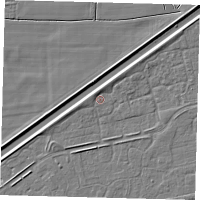 Shaded relief map of the ground around PE113YU, computed from Environment Agency LiDAR. The ground here sits at about 3 m above sea level and falls 4 m across the surrounding 800 m. Surface water reaching this point runs off ground lying to the north-west, 1.7 m higher.