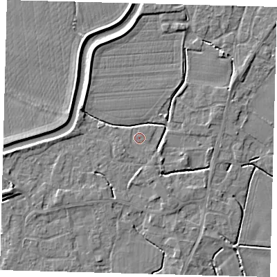 Shaded relief map of the ground around PE113YZ, computed from Environment Agency LiDAR. The ground here sits at about 4 m above sea level and falls 5 m across the surrounding 800 m. Surface water reaching this point runs off ground lying to the south-south-east, 0.6 m higher.