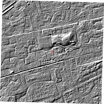 Shaded relief map of the ground around PE113ZB, computed from Environment Agency LiDAR. The ground here sits at about 3 m above sea level and falls 5 m across the surrounding 800 m. Surface water reaching this point runs off ground lying to the east-north-east, 4.3 m higher.