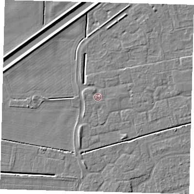 Shaded relief map of the ground around PE113ZS, computed from Environment Agency LiDAR. The ground here sits at about 3 m above sea level and falls 5 m across the surrounding 800 m. Surface water reaching this point runs off ground lying to the west, 1.2 m higher.