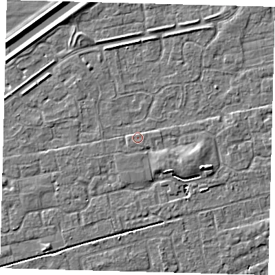 Shaded relief map of the ground around PE113ZT, computed from Environment Agency LiDAR. The ground here sits at about 3 m above sea level and falls 5 m across the surrounding 800 m. Surface water reaching this point runs off ground lying to the south-south-east, 0.8 m higher.
