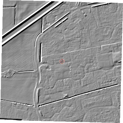 Shaded relief map of the ground around PE113ZW, computed from Environment Agency LiDAR. The ground here sits at about 3 m above sea level and falls 5 m across the surrounding 800 m. Surface water reaching this point runs off ground lying to the south, 0.8 m higher.