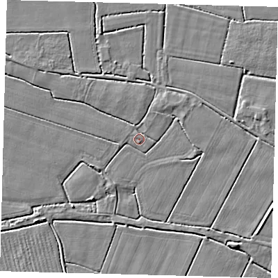 Shaded relief map of the ground around PE114AZ, computed from Environment Agency LiDAR. The ground here sits at about 3 m above sea level and falls 3 m across the surrounding 800 m. Surface water reaching this point runs off ground lying to the north-east, 1.5 m higher.