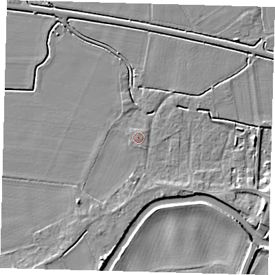 Shaded relief map of the ground around PE114DE, computed from Environment Agency LiDAR. The ground here sits at about 4 m above sea level and falls 6 m across the surrounding 800 m. The ground contributing surface water to this point lies to the north-north-east.