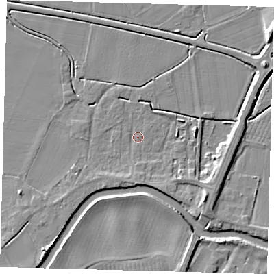 Shaded relief map of the ground around PE114EB, computed from Environment Agency LiDAR. The ground here sits at about 3 m above sea level and falls 7 m across the surrounding 800 m. Surface water reaching this point runs off ground lying to the south-east, 5.9 m higher.