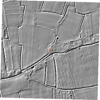 Shaded relief map of the ground around PE114EN, computed from Environment Agency LiDAR. The ground here sits at about 4 m above sea level and falls 3 m across the surrounding 800 m. Surface water reaching this point runs off ground lying to the south-south-west, 0.8 m higher.
