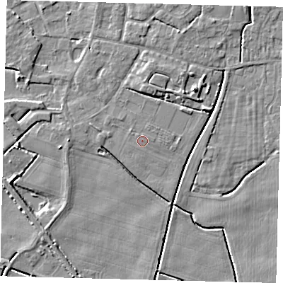 Shaded relief map of the ground around PE114FN, computed from Environment Agency LiDAR. The ground here sits at about 3 m above sea level and falls 5 m across the surrounding 800 m. Surface water reaching this point runs off ground lying to the north-north-west, 0.5 m higher.