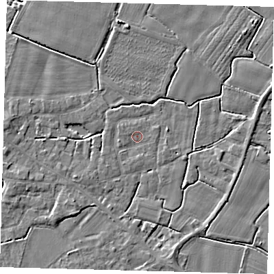 Shaded relief map of the ground around PE114HS, computed from Environment Agency LiDAR. The ground here sits at about 3 m above sea level and falls 4 m across the surrounding 800 m. Surface water reaching this point runs off ground lying to the west-north-west, 0.8 m higher.