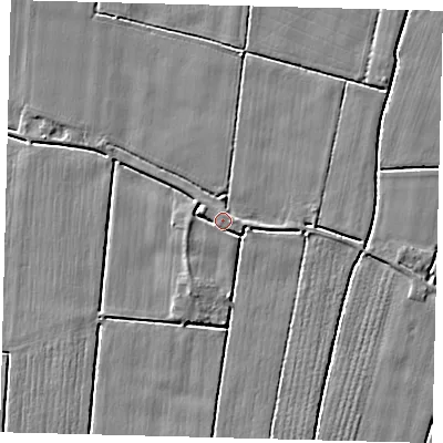 Shaded relief map of the ground around PE114JQ, computed from Environment Agency LiDAR. The ground here sits at about 3 m above sea level and falls 3 m across the surrounding 800 m. Surface water reaching this point runs off ground lying to the east-north-east, 1.5 m higher.