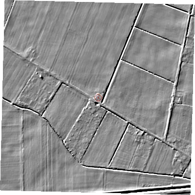 Shaded relief map of the ground around PE114JS, computed from Environment Agency LiDAR. The ground here sits at about 3 m above sea level and falls 4 m across the surrounding 800 m. Surface water reaching this point runs off ground lying to the south-south-west, 2.6 m higher.
