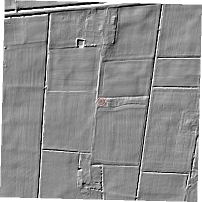 Shaded relief map of the ground around PE114JZ, computed from Environment Agency LiDAR. The ground here sits at about 3 m above sea level and falls 4 m across the surrounding 800 m. Surface water reaching this point runs off ground lying to the east-south-east, 0.9 m higher.