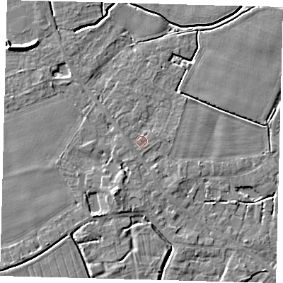 Shaded relief map of the ground around PE114NA, computed from Environment Agency LiDAR. The ground here sits at about 4 m above sea level and falls 7 m across the surrounding 800 m. Surface water reaching this point runs off ground lying to the south-south-west, 0.8 m higher.