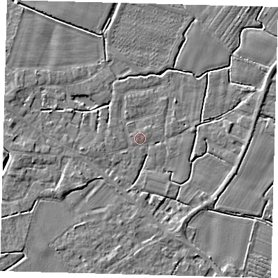 Shaded relief map of the ground around PE114NN, computed from Environment Agency LiDAR. The ground here sits at about 3 m above sea level and falls 4 m across the surrounding 800 m. Surface water reaching this point runs off ground lying to the west-south-west, 2.7 m higher.