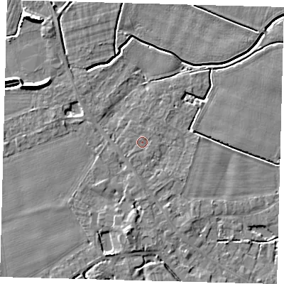 Shaded relief map of the ground around PE114PF, computed from Environment Agency LiDAR. The ground here sits at about 3 m above sea level and falls 7 m across the surrounding 800 m. Surface water reaching this point runs off ground lying to the south-west, 1.0 m higher.