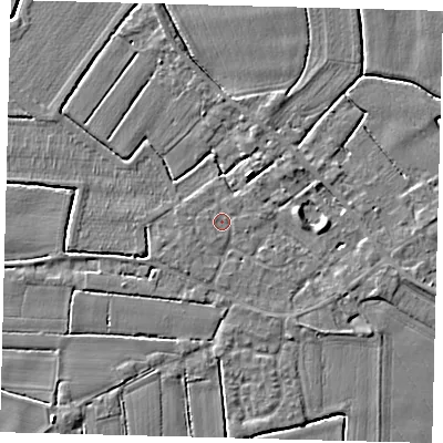 Shaded relief map of the ground around PE114QQ, computed from Environment Agency LiDAR. The ground here sits at about 3 m above sea level and falls 4 m across the surrounding 800 m. Surface water reaching this point runs off ground lying to the west-north-west, 0.6 m higher.