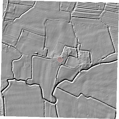Shaded relief map of the ground around PE114SQ, computed from Environment Agency LiDAR. The ground here sits at about 4 m above sea level and falls 4 m across the surrounding 800 m. Surface water reaching this point runs off ground lying to the north-east, 0.7 m higher.