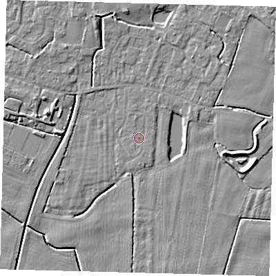 Shaded relief map of the ground around PE114TY, computed from Environment Agency LiDAR. The ground here sits at about 3 m above sea level and falls 5 m across the surrounding 800 m. Surface water reaching this point runs off ground lying to the south-south-east, 0.5 m higher.