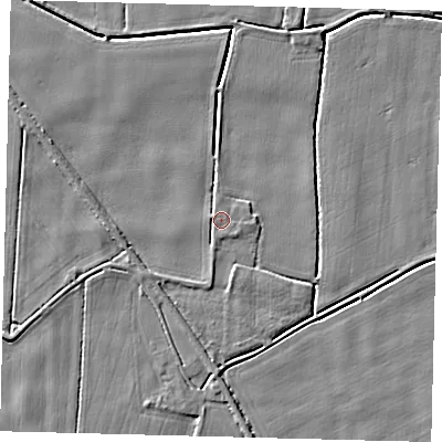 Shaded relief map of the ground around PE114YH, computed from Environment Agency LiDAR. The ground here sits at about 3 m above sea level and falls 3 m across the surrounding 800 m. Surface water reaching this point runs off ground lying to the south-east, 0.6 m higher.