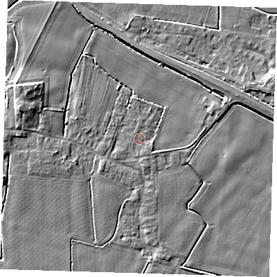 Shaded relief map of the ground around PE120BX, computed from Environment Agency LiDAR. The ground here sits at about 3 m above sea level and falls 5 m across the surrounding 800 m. Surface water reaching this point runs off ground lying to the east-south-east, 0.8 m higher.