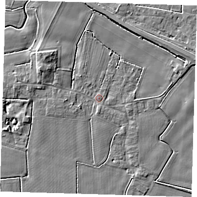Shaded relief map of the ground around PE120BZ, computed from Environment Agency LiDAR. The ground here sits at about 3 m above sea level and falls 5 m across the surrounding 800 m. Surface water reaching this point runs off ground lying to the north-west, 4.3 m higher.